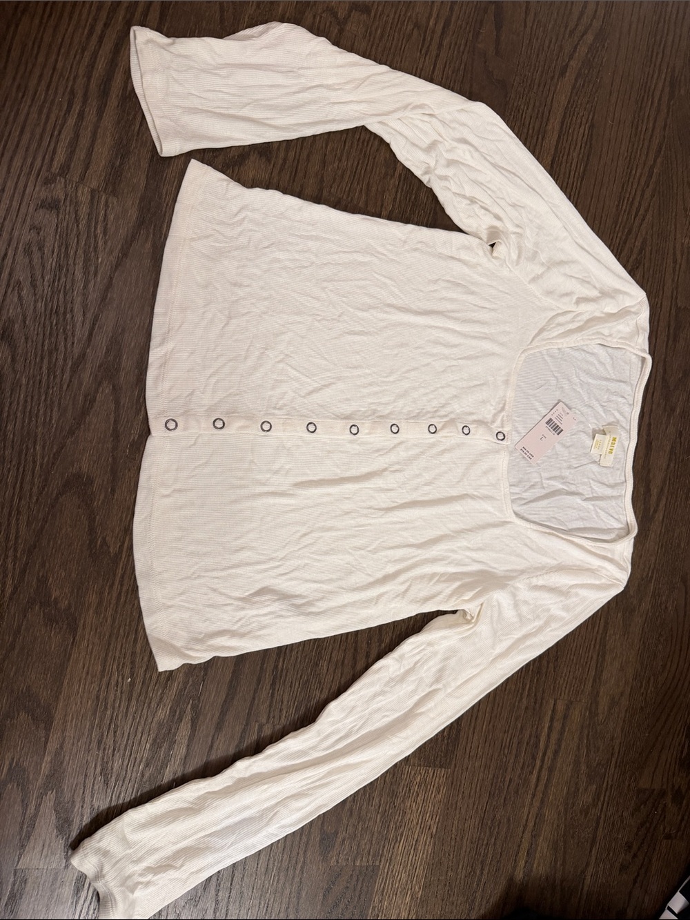Maeve Cream Button-Front Long Sleeve Top